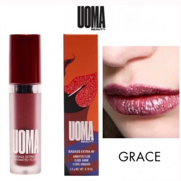 uoma beauty badass extra AF lipgloss lipstick Grace extra rare vivid sparkle NWT - Picture 10 of 10